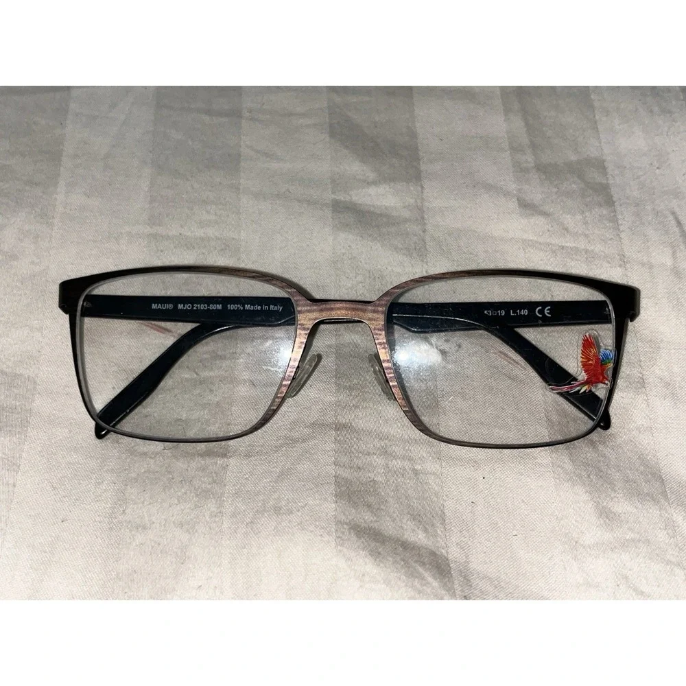 Maui Jim Eyeglasses Frames MJO2103-80M Matte Brown Wood Grain Black 53-19-140
